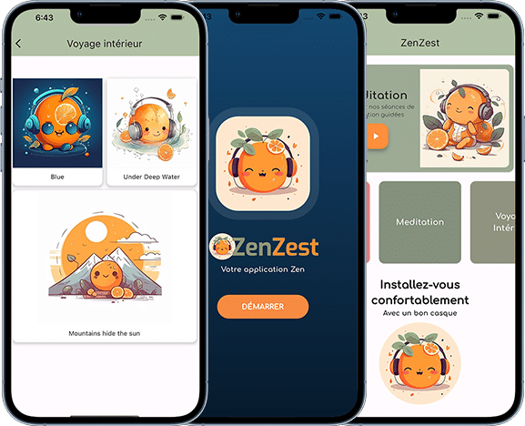 ZenZest sur Iphone - Application de relaxation et de méditation - Android et iOS